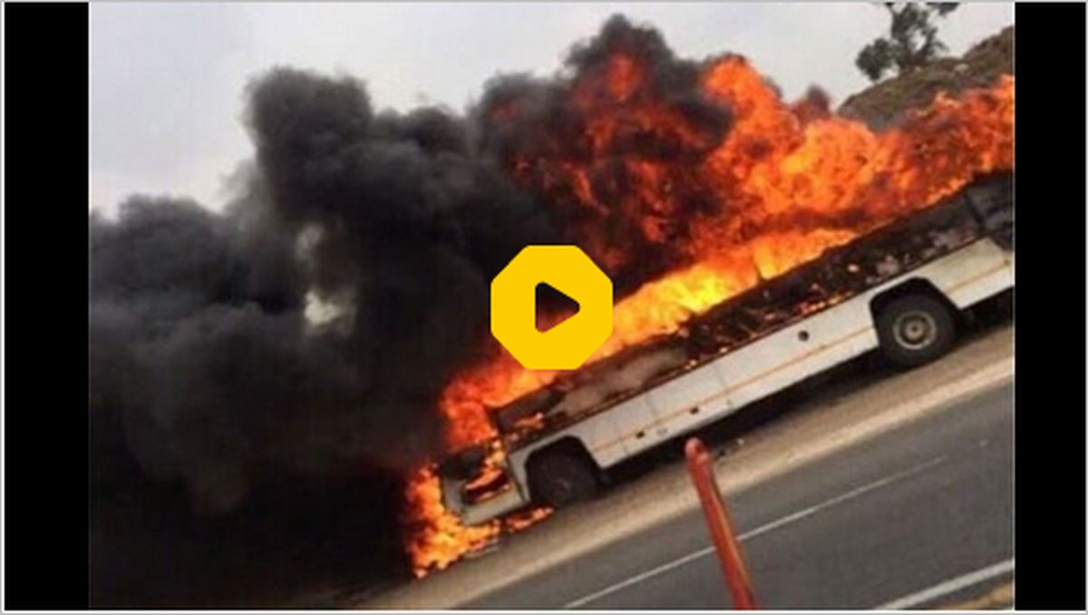 ببینید: نخستین تصاویر از آتش گرفتن اتوبوس مسافری شیراز
